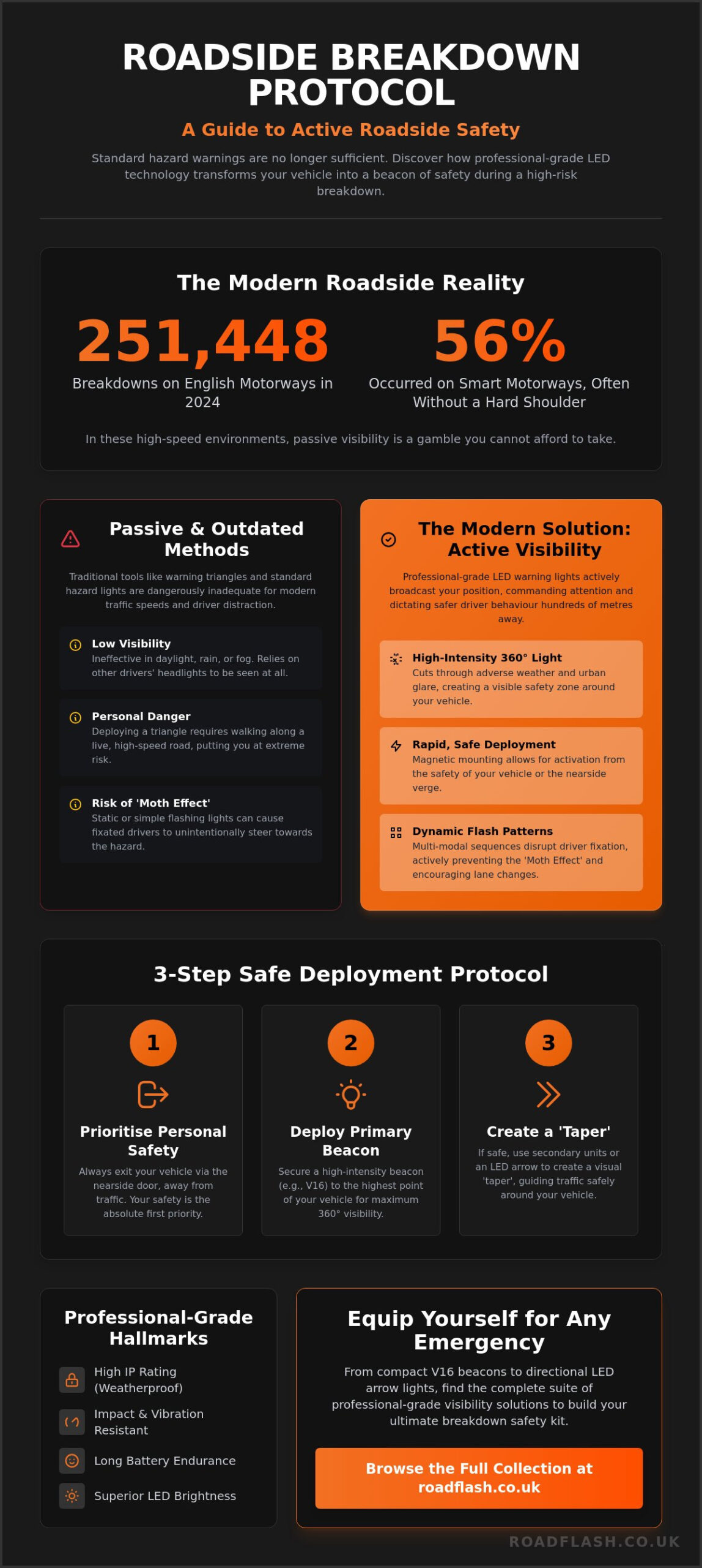 How to Use an Emergency Breakdown Warning Light to Maximise Roadside Safety – Infographic How to Use an Emergency Breakdown Warning Light to Maximise Roadside Safety